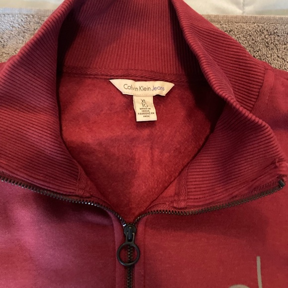 NWOT Calvin Klein 1/4 Zip Up Burgundy  Men's L Sweater - Picture 4 of 8